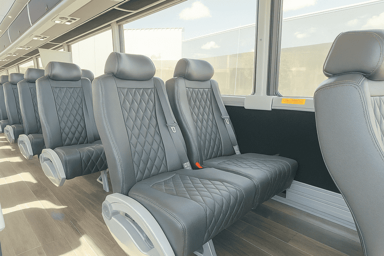 interior of Savannah Shuttle Bus Rentals charter bus